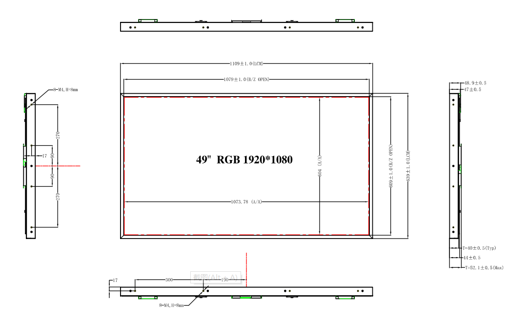 55 英寸高亮度户外橱窗显示屏 Android 液晶 IPS 屏幕数字标牌广告显示器